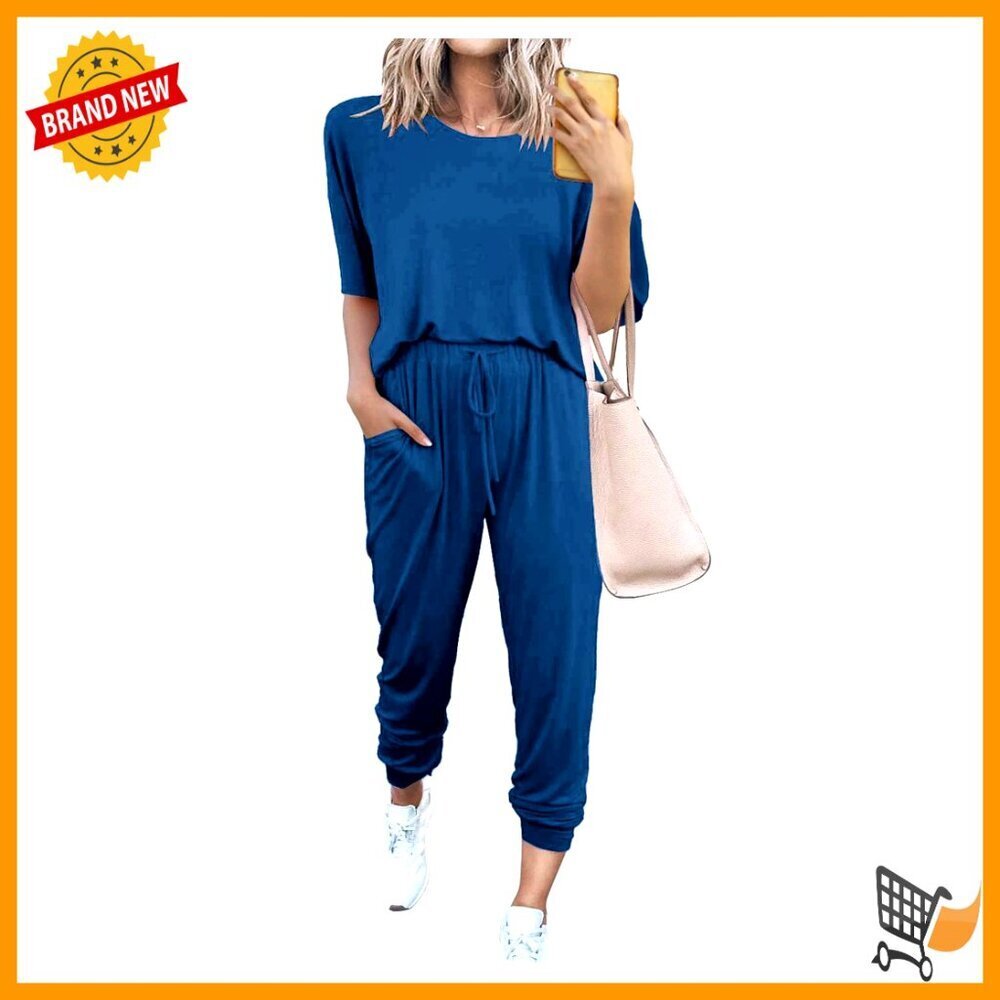 Women's Two Piece Lounge Set Jogger Pants Crewneck Top Loungewear Casual